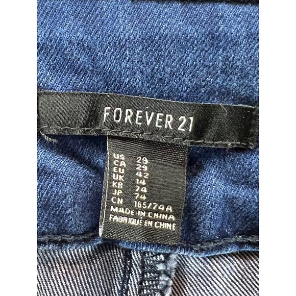Forever 21 denim jeans US 29 CA 29 sailor jeans 8 buttons straight legs dark blu - Picture 7 of 11